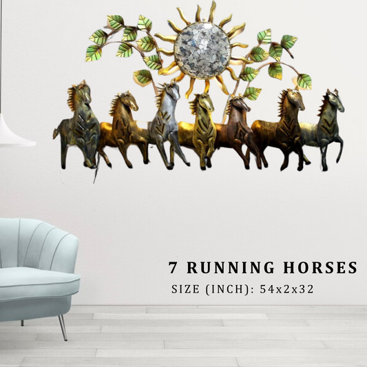 7 Running Horses Wall Decor (Size - 54X2X32")