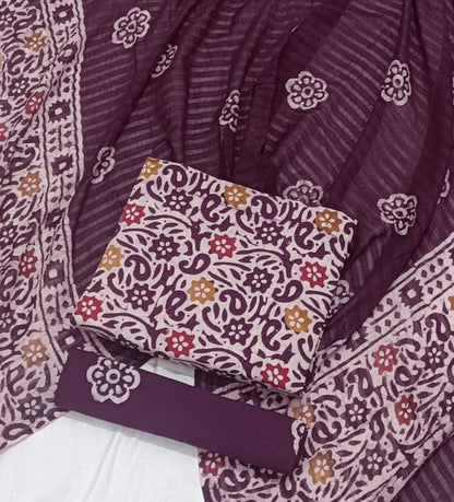 Artisanal Elegance: Handmade Batik Print Pure Cotton Dress Material