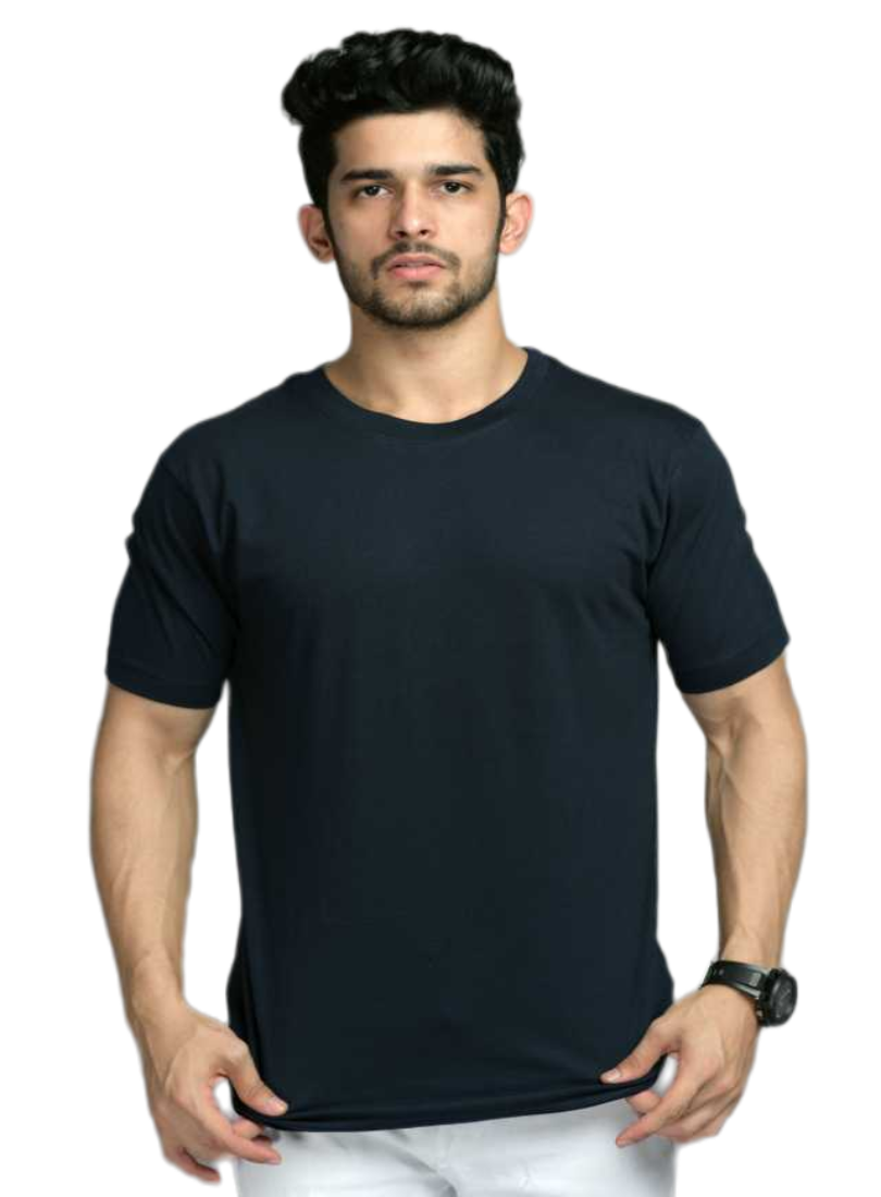 Black Adler Plain Black 100% Cotton T-shirt for Men