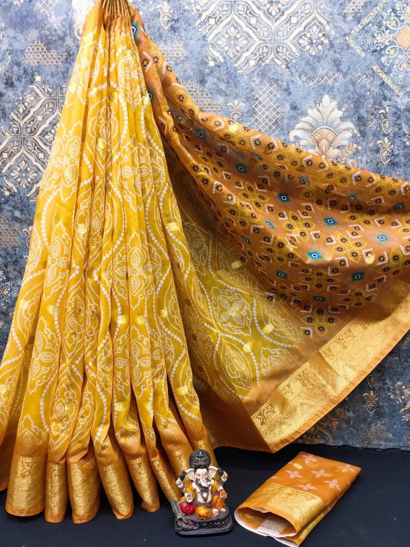 Classic Soft Cotton Silk Saree with Bandhej Printed Work: Timeless Elegance