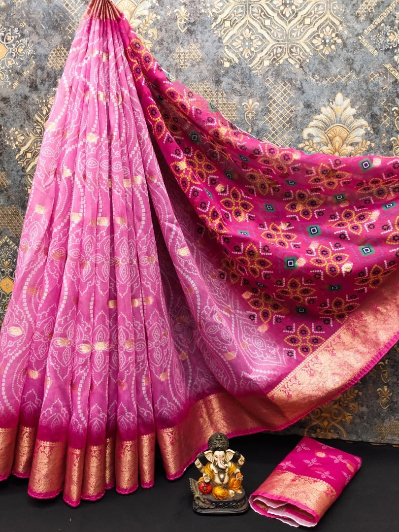 Classic Soft Cotton Silk Saree with Bandhej Printed Work: Timeless Elegance