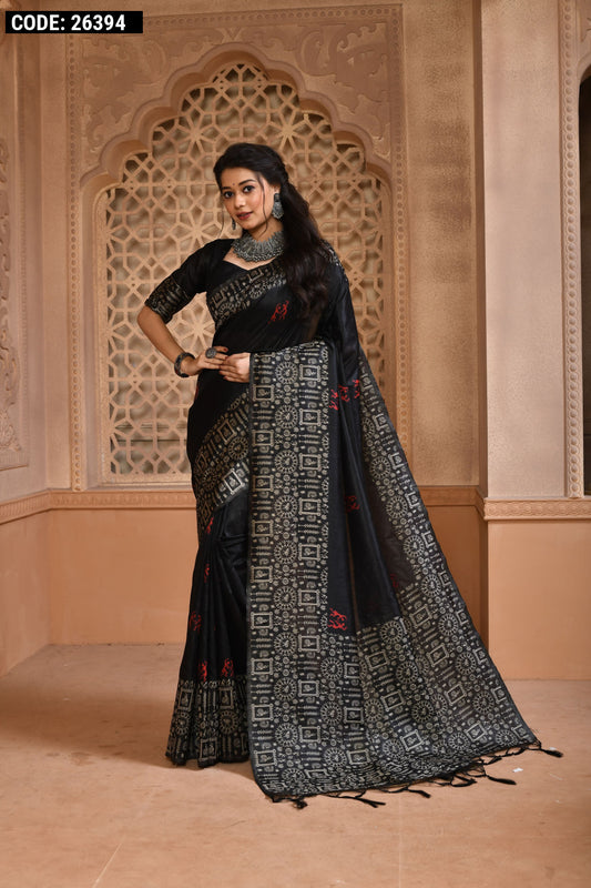 Handloom raw silk saree with woven design