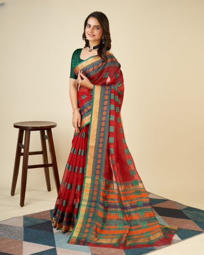 Doriya cotton saree with woven design