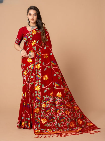Elegant Jamdani Cotton Saree with Woven Design: Timeless Charm
