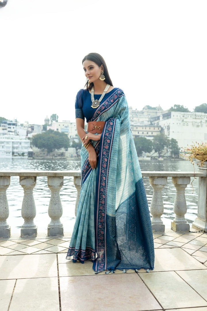 Elegant Tussar Silk Saree with Zari Weaving Work