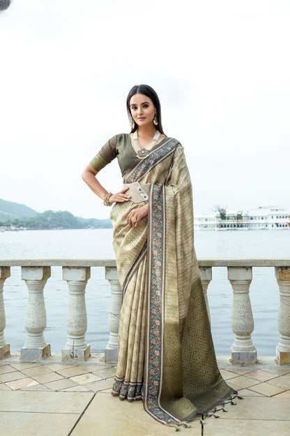 Elegant Tussar Silk Saree with Zari Weaving Work